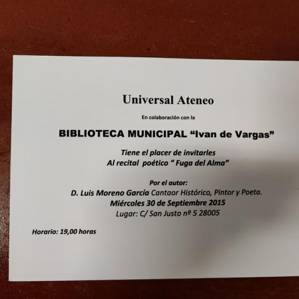 Recital Poético Fuga del Alma - Biblioteca Ivan de Vargas